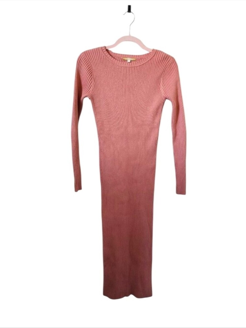 Gianni Bini Dusty Rose Ribbed Long Sleeve Maxi Dress S